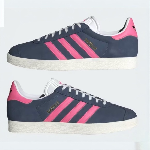 Adidas Gazelle "Ink Lucid Pink" Navy Blue with Pink Suede Sneakers size 6.5 NEW - Picture 3 of 16